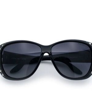 NWT SA106 Polarized 55mm Fit Over OTG Butterfly Rhinestone Diva Sunglasses Black